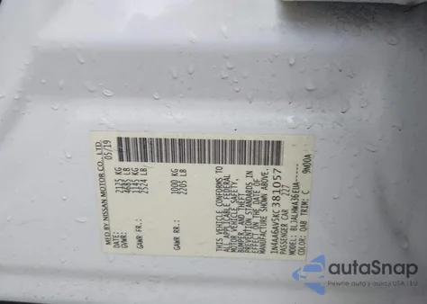 2019 Nissan Maxima 3.5 Platinum z USA, uszkodzony, nr VIN 1N4AA6AV5KC381057